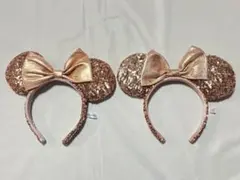 ディズニー＊ミニーちゃん＊カチューシャ＊2個セット＊ローズゴールド