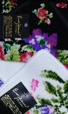 Emjane 花柄タオルハンカチ 2枚セット