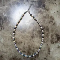 パールネックレス 925刻印 マルチカラー