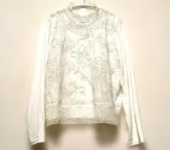 METURE-KREIN シアー ブラウス 長袖 花柄 刺繍 ビーズ LLのサムネイル