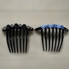 夜会巻きコーム　ヘアコーム　かんざし　セット　まとめ髪　ストーン　フラワー