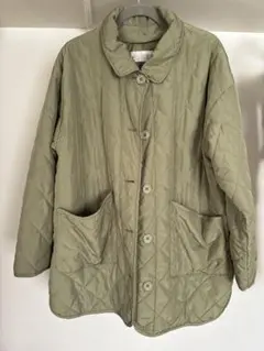 オリーブグリーン キルティングジャケット 襟取り外し可能