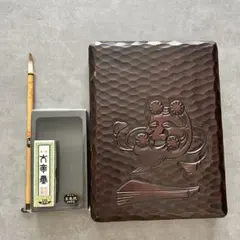 書道用具セット 硯 筆 天然石 彫刻入り木箱 - メルカリ