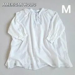 新品 アメリカンホリック 配色ステッチ スキッパーシャツ チュニック ブラウス