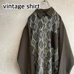 オールド メンズ 80s 90s レトロ メンズ 柄シャツ アート ポリシャツ