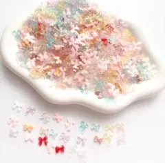 リボン ネイルパーツ 100個 まとめ売り ピンク他