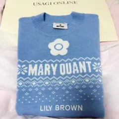 LILY BROWN MARY QUANT ジャガードロゴニット 水色 ブルー