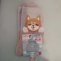 レディース ソックス レギュラー丈 柴犬柄 ベージュ