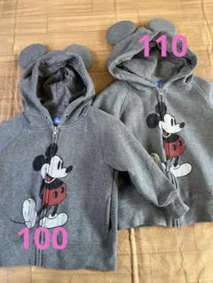 ミッキー　パーカー　110 100 兄妹　兄弟　姉妹　姉弟　リンクコーデ