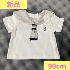 新品　しまむら　kanako sisdeal ネップ襟付きプルオーバー　ネクタイ