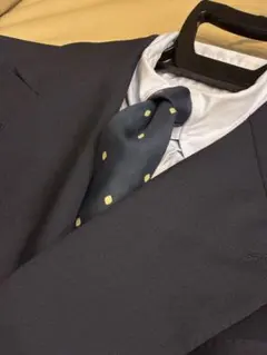 【イタリア製】dunhill ネイビー グリーン　ドット柄 ネクタイ