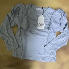 新品。ZARA フリル付き長袖カットソー サイズ7 122㎝