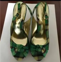 未使用　エスペランサ　Lサイズ　24cm  24.5cm 緑系チェック柄　日本製