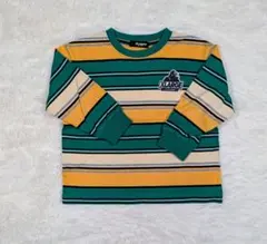 XLARGE KIDS ロンT 100 ボーダー グリーン×イエロー 長袖