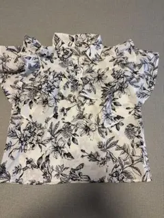 花柄 半袖シャツ フリル付き