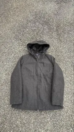 【00s】old gap ウールフーディ　ブルゾン　ダークグレーsサイズ　90s