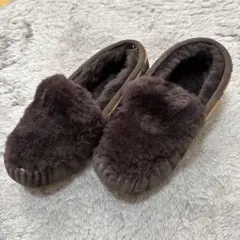 EMU Australiaダークブラウン フェイクファー モカシン