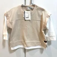 【新品・タグ付き】ワッフルレイヤード風カットソー 80 バースディ　秋服　長袖