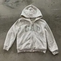 GAP ジップパーカー　白　y2k 平成ギャル　短丈 スパンコール　中ボア