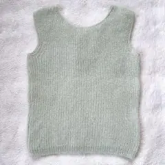 新品　セーターベスト　ニットベスト　緑　グリーン　ラメ　パステルカラー