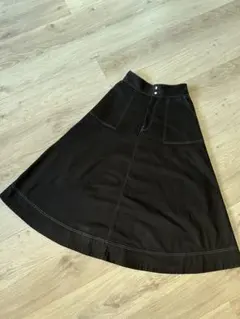 ViS ブラック フレアスカート 前面ポケット付き