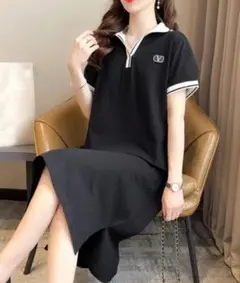 ポロ衿配色ワンピースのサムネイル
