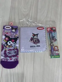 沖縄限定クロミちゃ 靴下22-24cm タオルハンカチ25cm ペン3点セット