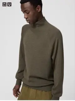 ユニクロU ハイネックセーター オリーブ M