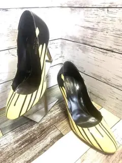 【美品】⭐️sergio rossi ⭐️エナメルパンプス⭐️24cm⭐️黒×ベージュ⭐️