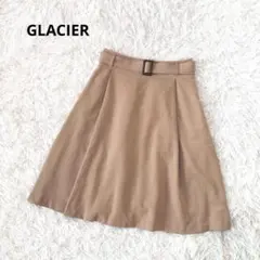グラシア フレアスカート ベルト付き L キャメル ベージュ Aライン 膝丈のサムネイル