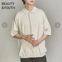 美品！BEAUTY& YOUTH BY GIZAコットンニットポロシャツMグレーのサムネイル