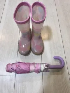 雨具セット　光る長靴18cm +サンリオ クロミ折り畳み傘（カバーなし）