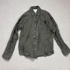 INHERIT 長袖リネンシャツ M オリーブグリーン