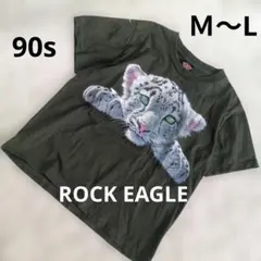 希少　ロックイーグル　ユキヒョウ　バクプリ　Y2K　Tシャツ　カーキ　Mのサムネイル