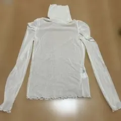 ホワイト タートルネック 長袖 Tシャツ L
