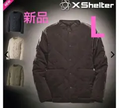 ワークマン エックスシェルター ノーカラー ジャケット L ブラウン