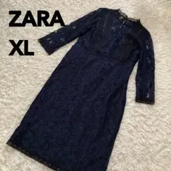ZARA ネイビー レース ワンピース XL