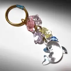 レトロ　ファンシー　キーホルダー　昭和　イルカ　いるか　クリア　グッズ　雑貨