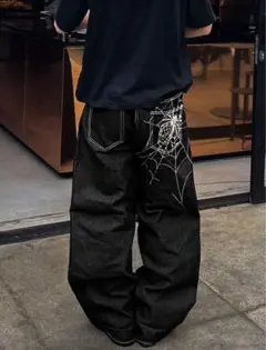 EarI Skateboards 刺繍ワイドレッグデニムパンツ