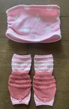 白鳥デザインのネックウォーマー　手袋