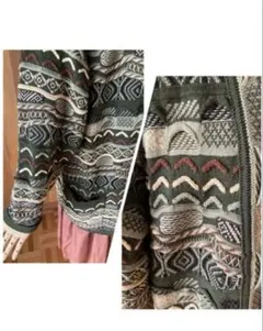 used USA 3D 総柄　90'sヴィンテージ ニット　ロングカーディガン