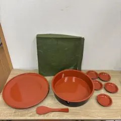 朱漆　椿皿　5客　銘々皿漆塗り