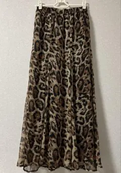 Azul By Moussy ヒョウ柄フレアロングスカート シアー