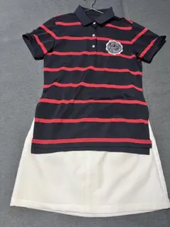 ［23区ゴルフ］ボーダーポロシャツ スカートセット