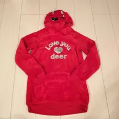 H&M 赤い鹿のフード付きロングパーカー130〜140センチ