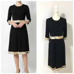 近年美品　LEONARD レオナール　カンカン　ストレッチ　ワンピース　LLのサムネイル