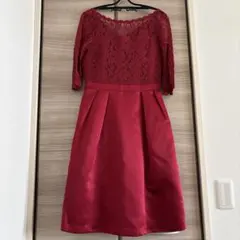 結婚式　参列用ドレス　ボルドー　レース　ドレス　ワンピース