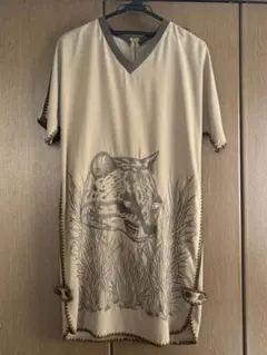伊太利屋　ヒョウ柄刺繍　半袖　ワンピース　ラインストーン　11号のサムネイル