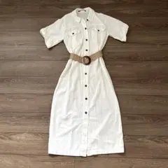 ZARA ホワイト 半袖シャツワンピース S