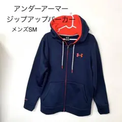 アンダーアーマー ジップアップパーカー SM（日本M相当） ネイビー×レッド